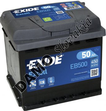 EXIDE EXCELL 12V 50Ah 450A, EB500