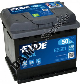 EXIDE EXCELL 12V 50Ah 450A, EB501