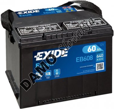 EXIDE EXCELL 12V 60Ah 640A, EB608