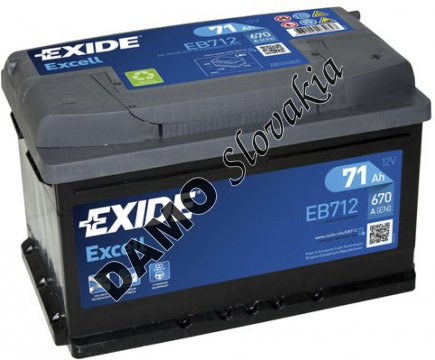 EXIDE EXCELL 12V 71Ah 670A, EB712