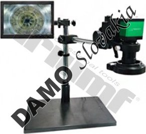 Elektronický priemyselný mikroskop, držiak, podsvietenie a monitor.