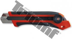 Nôž odlamovací, pogumované telo, s kolieskovou aretáciou, čierna čepeľ (pk980) 0,5 x 18 mm