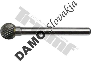 Frézka s valcovou stopkou Ø 6 mm, guľatý tvar, Ø 12 mm,  celková dĺžka 51 mm, tvrdokov